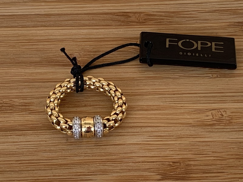 Bague extensible FOPE Flex'It Soli en or 18 cts et diamants AN627 BBRM