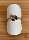 Bague en plaqué or jaune et zircons de couleur verte