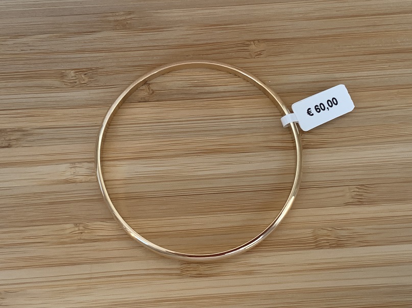 Bracelet rigide jonc en plaqué or jaune, 66 mm, sans ouverture