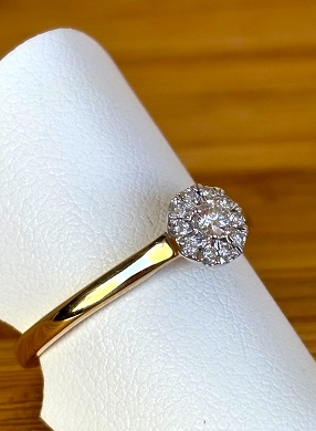 Bague or jaune 18 carats multi diamants 0.19ct