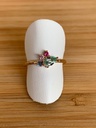 Bague en plaqué or jaune et zircons de couleurs différentes