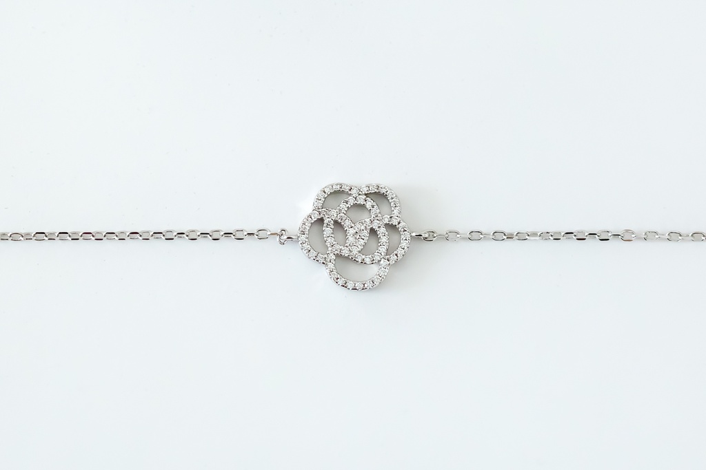 Bracelet argent "Fleur Rose"